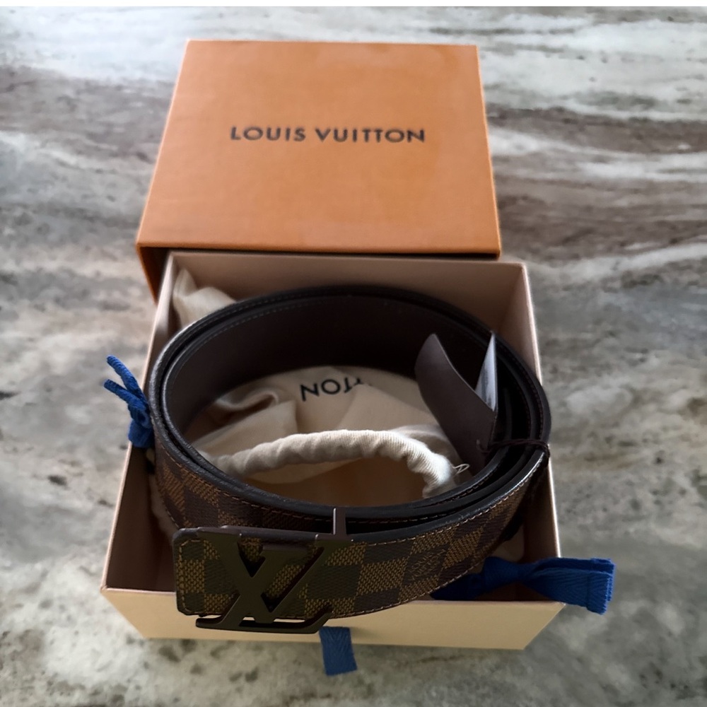 Louis Vuitton Brown Damier Canvas LV Logo Belt